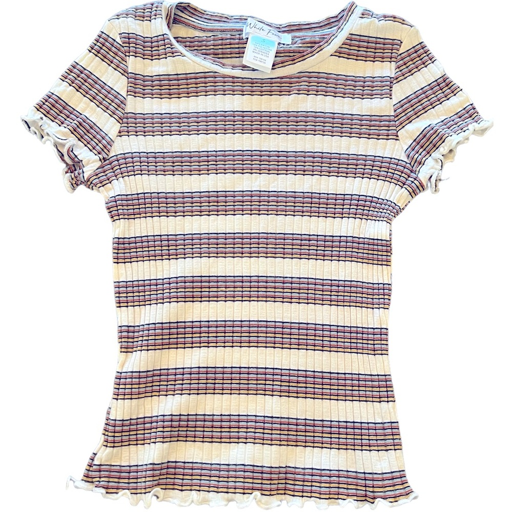White Fawn Rainbow Stripe T-shirt Girls Size S